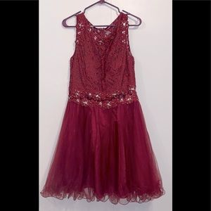 Red Ruffled Formal Dress